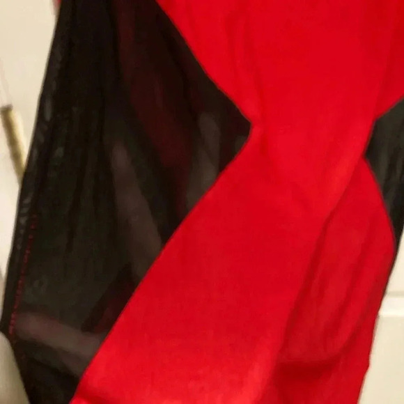 J Women’s Mini Sheer Cut-out Dress Black, Red Size Medium - Picture 5 of 9